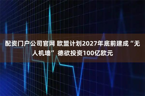 配资门户公司官网 欧盟计划2027年底前建成“无人机墙” 德欲投资100亿欧元